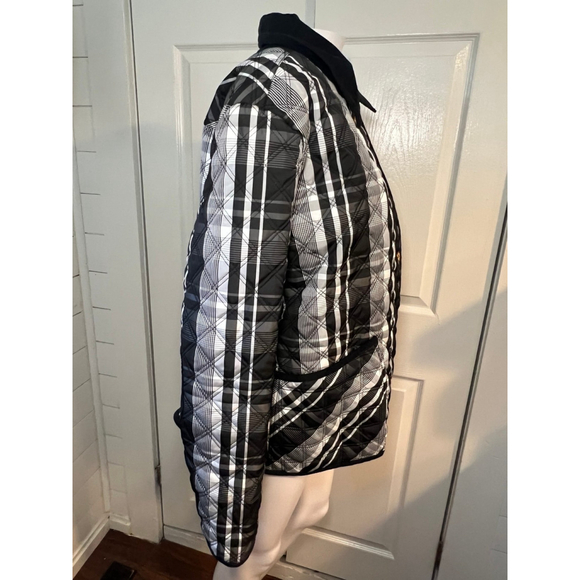 Isaac Mizrahi Black White Plaid Quilted Jacket - Picture 3 of 6